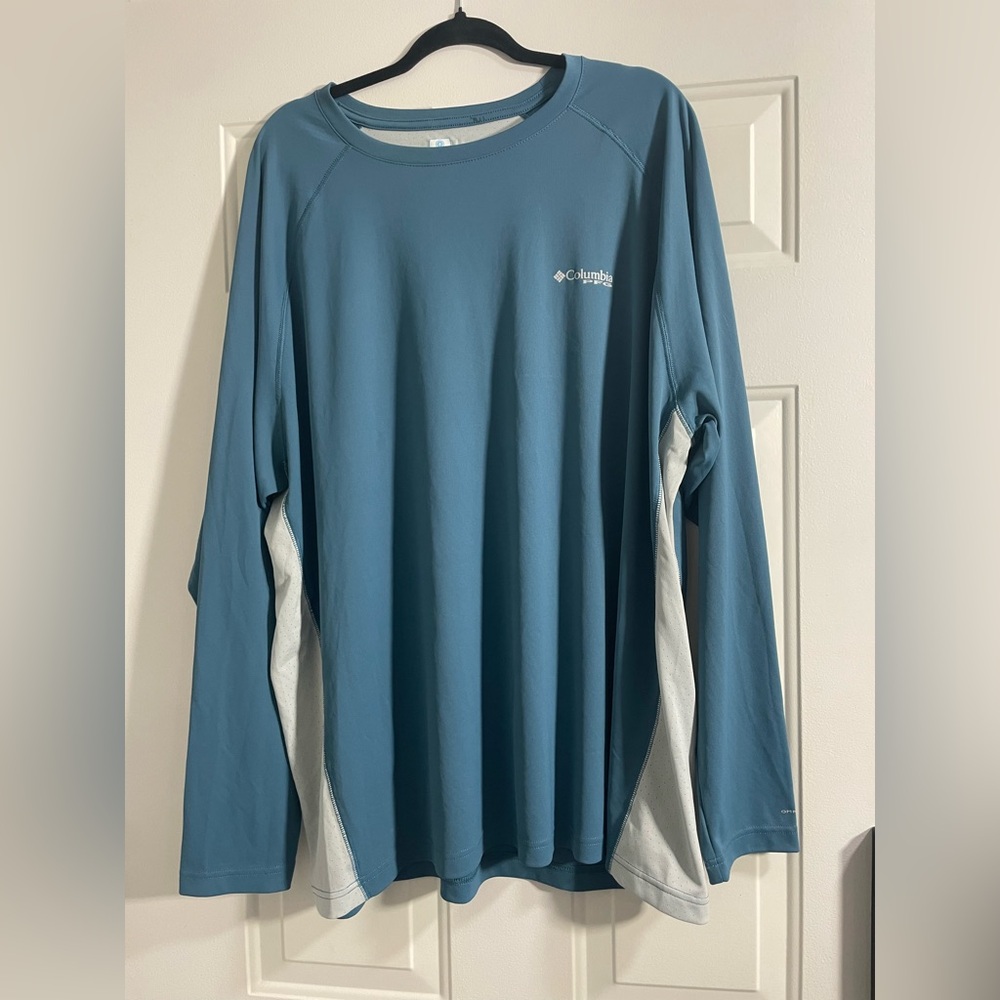 🎣🐟Columbia PFG Omni Freeze Zero Sweat Activated Cooling Shirt Fishing 2XL Blue